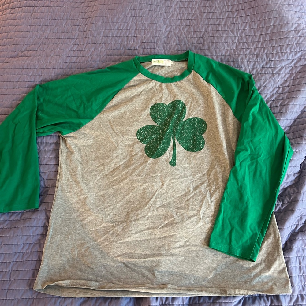 Green and Gray Raglan with Shamrock